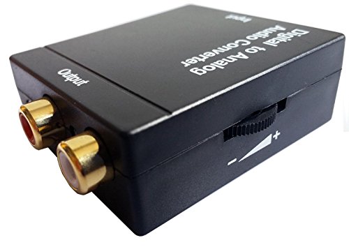 Easyday Black Digital Optical Coaxial Toslink Signal to Analog Audio Converter Adapter RCA L/R output with 3.5mm Audio Jack + Volume Control + Sampling rate + Chipset Cirrus logic
