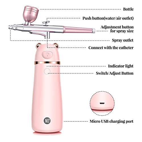 EUPH Makeup Airbrush Set, Rechargeable Handhold Cordless Mini Multi-purpose Airbrush Compressor for Deep Moisturizing Face Spa Paint Salon Tattoo Nail Art Cake Decoration Coloring