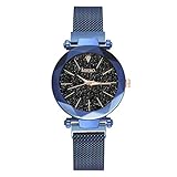 2019 Spring Deals! Fashion Women Watches Quartz Stainless Steel Band Magnet Buckle Starry Sky Analog Wrist Watch Lover Gift Valentine's Day present (Blue)