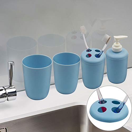 4-Piece Bathroom Set, Accessories Includes Soap Dispenser Pump, Tumbler Cup, Toothbrush Storage, Food Grade Plactic, Multipurpose - Thumbnail 3