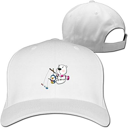 Fishing Polar Bear Keep Warm Plain Adjustable Hats Caps (Many Colors) White