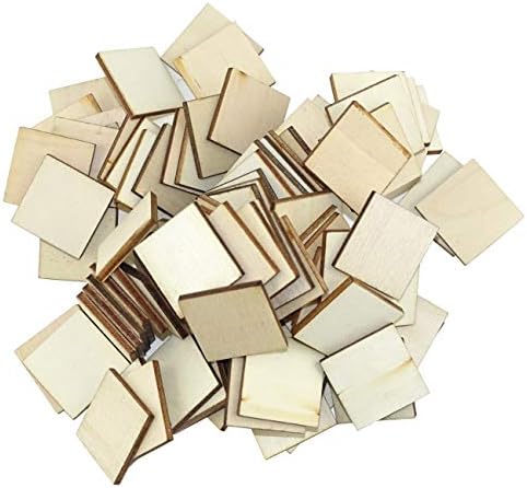 Unfinished Wood Slices - 100-Count Squares Natural Rustic Wood Pieces for Home Decoration, Wooden Log Slices for DIY Craft, 1 x 1 inch, 0.1 inch Thick