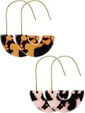 Tatuo 2 Pairs Acrylic Mottled Earrings Bohemian Statement Earrings Resin Drop Dangle Ear Jewelry for Women Valentine's Day Presents