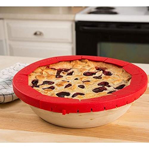 Silicone Pie Crust Saver,Food-safe Silicone Protector,Fit 8.5" - 11.5" (Red) - Thumbnail 6