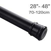 Ginbel Direct Tension Curtain Rod Pole Black Adjustable Room Divider for Bathroom Closet Stall Windows 28 to 48 inch, No Drilling, Black