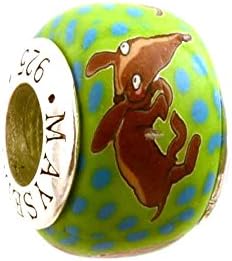 Doxie Dachshund Wiener Dog Whimsical Bead Charm for Add-A-Bead Bracelets Clay & Sterling Silver by MAYselect