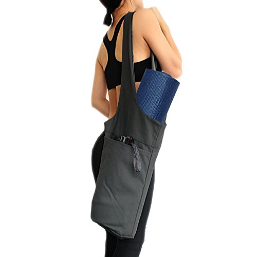 Okela Yoga Mat Bag by, Long Strap Yoga Mat Tote Sling Carrier with Side Pocket & Zipper Pocket, Fits Most Size Mats (Dark Gray(M Size))