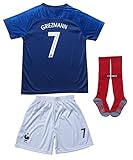 2018 France Antoine Griezmann #7 Kylian MBAPPE #10 Home Blue Kids Soccer Football Jersey Socks Shorts Youth Sizes