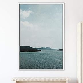 signwin Framed Canvas Ocean Skyline Global Landscape Mountain...