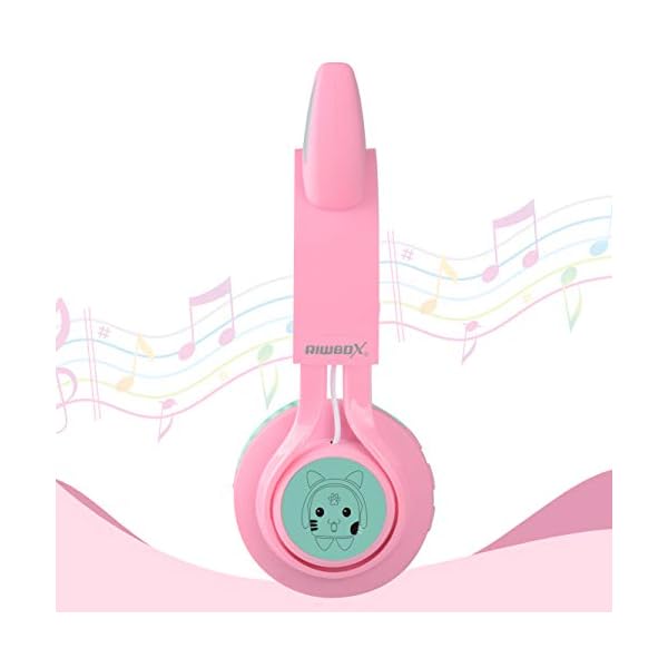 Riwbox Bluetooth Headphones, CT-7 Cat Ear LED Light Up Wireless Foldable Headphones Over Ear with Microphone and Volume…