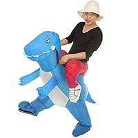 Qshine Inflatable Rider Costume Riding Me Fancy Dress Funny Dinosaur Unicorn Funny Suit Mount Kids Adult (Adult(150-200CM), Blue)