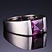 Jewelrypalace Men's Square 3.3ct Created Alexandrite Sapphire Engagement Ring, 14K White Gold Plated 925 Sterling Silver Promise Rings, Fashion Gemstone Jewelry Gift For Men 11