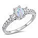 Oxford Diamond Co Oval Lab Created White Opal & White Cz Fashion .925 Sterling Silver Ring Sizes 3-13 SRO16887