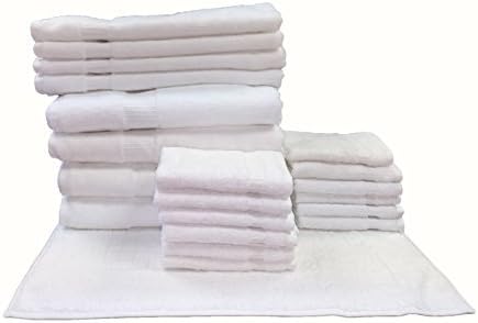 Optima Collection Platinum Level Complete Bath Set, includes 4 Bath Towels, 4 Hand Towels, 12 Washcloths, and 1 Bath Mat, 100% Eco-Friendly Pre-Consumer Regenerated Cotton
