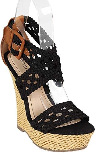 black high wedge sandals