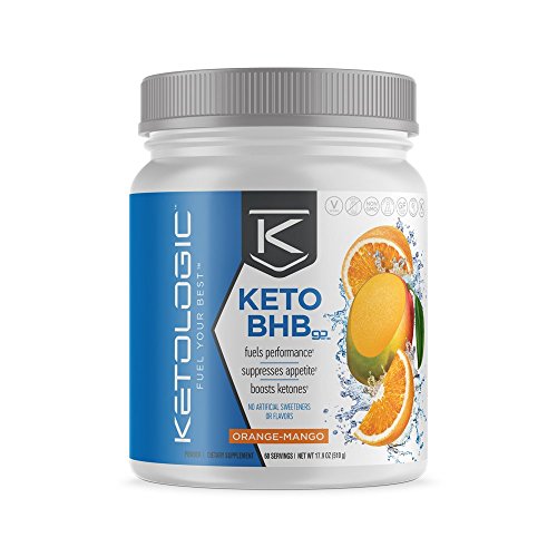 KetoLogic BHB,  Orange & Mango | Ketone Supplement, Suppresses Appetite, Increases Energy, Low Carb, Electrolytes, Beta-Hydroxybutyrate Salts | 60 Servings