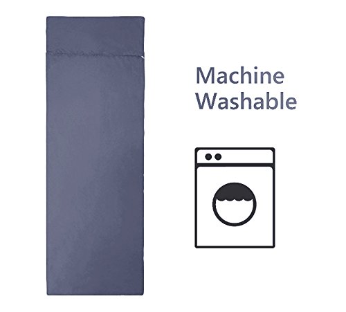 Beauty Star Sleeping Bag Liner, Super Lightweight Sleeping Bag for Spring Autumn Traveling, Camping, Backpacking, Hiking, Portable Envelope Ultralight Sleep Sack with Compression Sack (Navy Blue) - Thumbnail 4