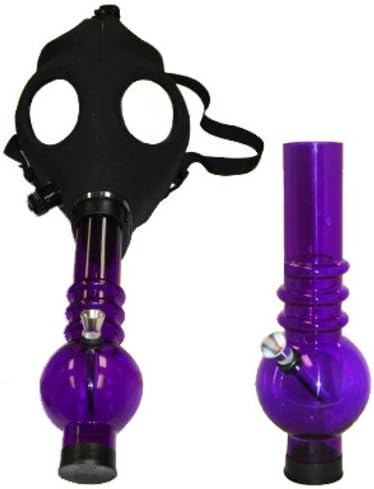 BLACK RUBBER GAS MASK W/ ACRYLIC TUBE - PURPLE