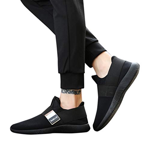 Men's Athletic Sneakers - Casual Soft Sole Breathable Walking Shoes Summer Fashion Ultra Light Tennis Baseball Walking Shoes (Black, US:8.5)