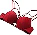 Vogueric Womens Sexy Strappy Bikini Swimsuit Push Up Padded Top Bathing Suit Red Small