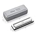 Eastar Captain Blues Diatonic Harmonica, 10 Holes C Key Harmonicas for Adults Beginner Kids with Hard Case and Cloth, Silver