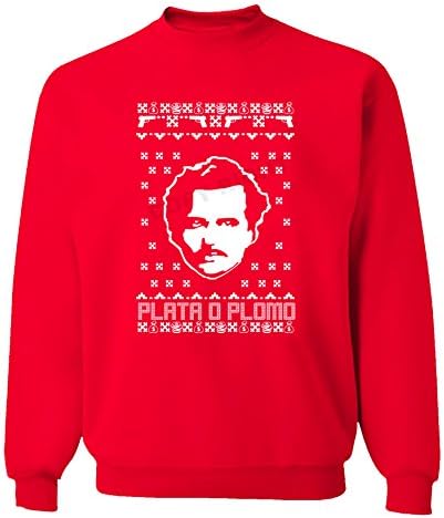 XtraFly Apparel Men's Pablo Escobar Plata O Plomo Narcos Sweatshirt (Small / S, Red)