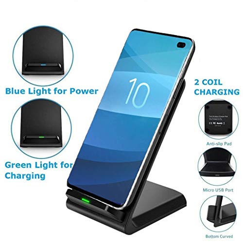 Lywey10W Qi Wireless Fast Charger Charging Pad Stand Dock Compatible for Samsung Galaxy S10e S10 S10+ for iPhone Xs Max XR X 8P