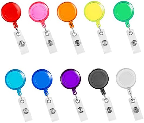 HiGift Retractable Badge Holder Reels with Metal Belt Clip for ID Cards Badge Key Keychain Holders, 10 Colors