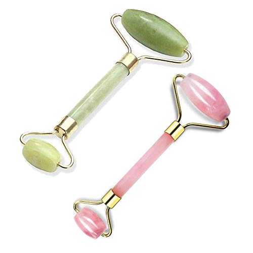 Jade Roller, Jade Roller for Face, Jade Facial Roller, 100% Natural Quartz Facial Roller Anti-aging Massage Roller for Slimming Healing Rejuvenation & Beauty, Neck Healing Slimming Massager (Green) 1