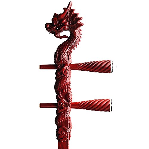 OrientalMusicSanctuary Concerto Grade African Sandalwood Erhu with Engraved Dragon Head - with USA Warranty - Two Stringed Chinese Violin Fiddle Instrument