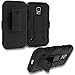 Galaxy S5 Case, ATUS Armor Series - Heavy Duty Dual Layer Holster Case Kick Stand with Locking Belt Swivel Clip for Samsung Galaxy S5 I9600 + Ultra-Sensitive Stylus Pen (Black/Black)