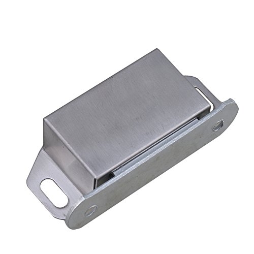 RDEXP 55x25x13mm Silver Stainless Steel Magnetic Cabinet Cupboards & Door Latch Catch Closures with Screws Set of 20