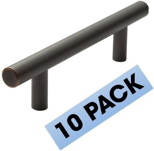 Oil Rubbed Bronze Cabinet Hardware Euro Style Bar Handle Pull - 3 Hole Centers, 5-3/4 Overall Length - OB ORB by Decorite