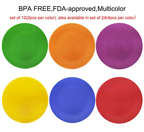 Plastic Plates Set of 12 - Unbreakable and Reusable 9.875 inches Dinner Plates, Multicolor | Dishwasher Safe, BPA Free - Thumbnail 3