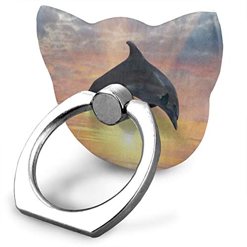 Ring Holder Gray Dolphin Jumping Ocean Sea Sunset Cat Type Ring Phone Holder Adjustable 360Â° Rotation Phone Finger Holder For IPad Phone X/6/6s/7/8/8 Plus/7, Galaxy S9/S9 Plus/S8/S7 Android Smartphone