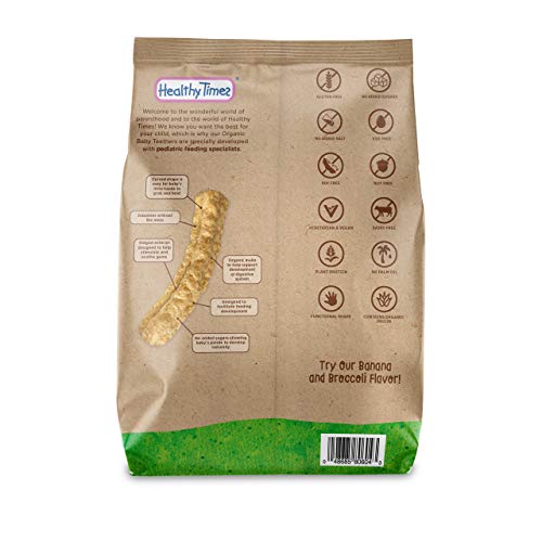 Healthy Times Organic Baby Teethers, Apple & Sweet Potato | 6 Ingredient Teether Snack, Easily Dissolves Without a Mess | For Babies 6-12 Months | 1.7 oz Bag, 1 Count
