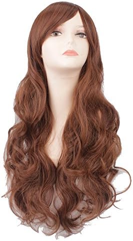 AOGSY Long Cosplay Wigs for Women Wavy Synthetic Hair Party Costume 27.5" (Brown)