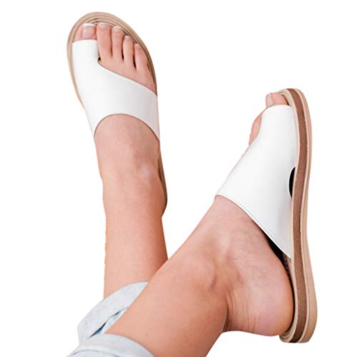 2019 New Women Comfy Platform Toe Ring Wedge Sandals Shoes Summer Beach Travel Shoes Comfortable Flip Flop Shoes White - Thumbnail 3