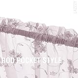 Voile Curtains for Bedroom Rod Pocket Violet Vintage Floral Embroidered Sheer Curtain Panels for Living Room 63 inch Length Lilac Window Treatment One Pair