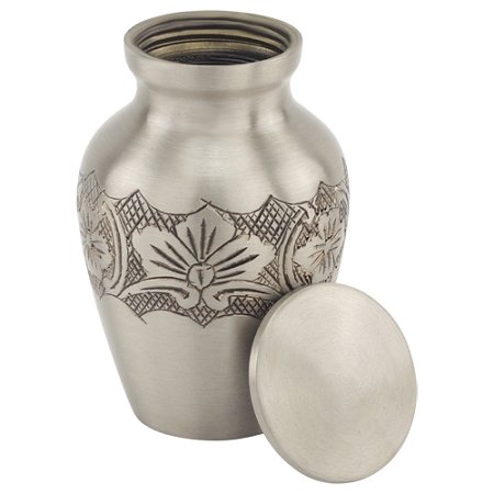 Silverlight Urns Elegant Pewter Keepsake Urn, Mini Brass Urn for Ashes in Silver Finish, 2.5 Inches Tall - Thumbnail 2