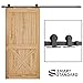 SMARTSTANDARD 8FT Top Mount Sliding Barn Door Hardware Kit, Black, 8ft Single Rail, Super Smoothly and Quietly, Simple and Easy to Install, Fit 42