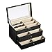 Siveit Sunglass Organizer Carbon Fiber Eyeglasses Collector Eyewear Display Case Storage Box, Black, 18 Slots