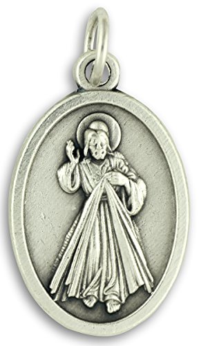 Gifts Catholic Inc. Bulk Buy 5 Pcs - Divine Mercy Jesus I Trust in You 1 Inch Medal Medals Pendants Charms with Rings