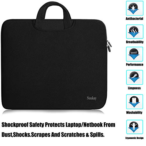 Laptop Sleeve Bag 15.6 Inch, Durable Slim Briefcase Handle Bag & with Two Extra Pockets,Notebook Computer Protective Case for Computer Notebook Ultrabook,Collapsible Carrying Handles (Black) - Thumbnail 5