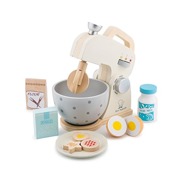 New Classic Toys 10707 Mixer mit Zubehör-Weiß, Weis