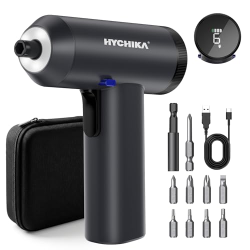 HYCHIKA Destornillador Electrico, 6 N m Atornillador Electrico con Pantalla LCD, 7 Configuraciones de Torque, Batería de 2200 mAh, Luz LED Adecuado Para Reparaciones de Muebles y Del Hogar