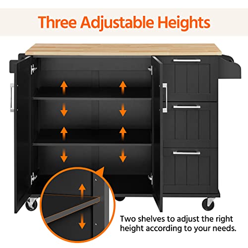 Yaheetech Kitchen Island Cart with DropLeaf Countertop, Rolling