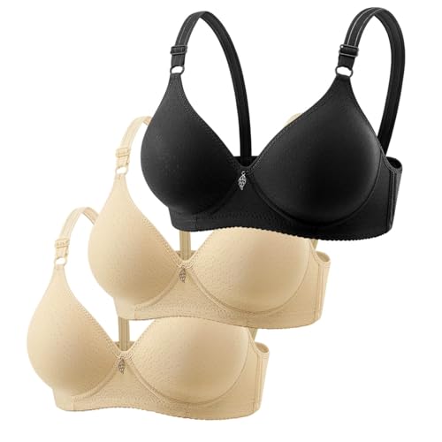 Push Up Bra for Womens 3 Piece Adjustable Straps Seamless Bras Plus Size Full Coverage Underwear Solid Colour Lightweight Bralette Bra Dailywear Activiwear Soft Women's Bras