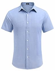COOFANDY Men's Untucked Shirts Short Sleeve Button