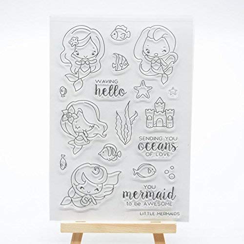 Welcome to Joyful Home 1pc Sending You Ocean of Love Mermaid Clear Stamp for Card Making Decoration and Scrapbooking